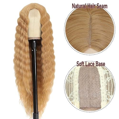 INSTASTYLE Honey Blonde Wig 30 Inch Synthetic Wig Loose Deep Wave Lace Front Curly Wigs for Women Long Wigs for Women Natural Crimps Curls (Honey Blonde) thumbnail 4