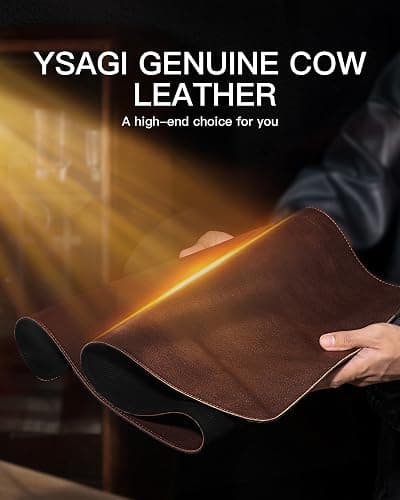 YSAGi Genuine Leather Desk Mat, 35.4"X17" Office Desk Pad, Thick Premium Table Pad with Stitched Line, Non-Slip Laptop Writing Pad with Rubber Base (Dark Brown, 35.4"x17") thumbnail 3