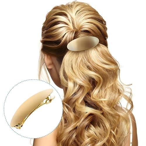 Barrettes For Women - 3inch Oval Vintage Metal Hair Clip - Gold Hair Barrette For Long Thick Hair - Prom & Formal Events thumbnail 7
