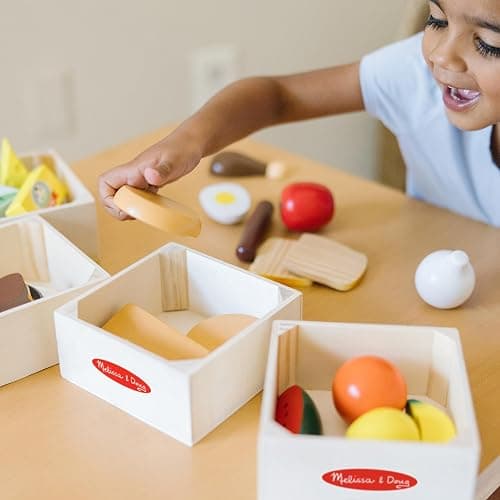 Melissa & Doug Food Groups - 21 Wooden Pieces and 4 Crates, Multi Play Food Sets For Kids Kitchen, Pretend Toy For Toddlers And Kids Ages 3+ thumbnail 2
