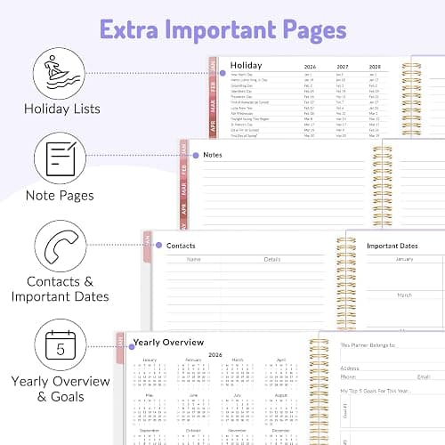Forvencer Planner 2026-2027, 17 Month Weekly and Monthly Calendar Planner, Jan 2026 -May 2027, 6.3" x 8.4", Daily Agenda Book with Tabs, College Organizer Notebook, School Supplies for Student Teacher Classroom, A5, Black thumbnail 5