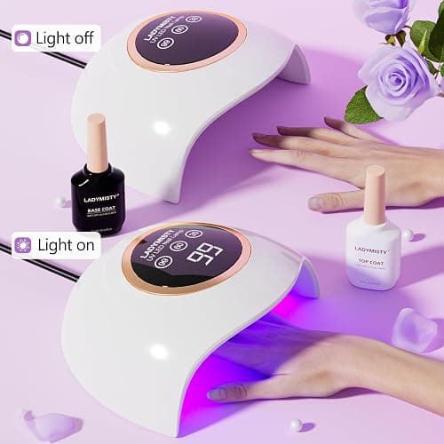 LadyMisty 72W UV Nail Lamp, Upgrade UV Light for Gel Nails, 3 Timer Nail Dryer, LCD Display, Smart Sensor, 99s Low-Heat Mode, Nail Lamps for Gel Polish for Beginners, Home DIY Salon Tool thumbnail 3