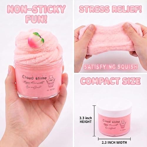 Pink Cloud Slime, Soft and Non-Sticky Funny Slime, Stress Relief Scented Slime Toy for Kids Education, Party Favor and Birthday Gift(7oz 200ML) thumbnail 3