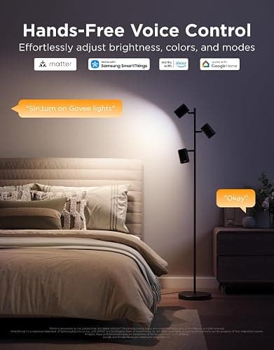 Govee Tree Floor Lamp Compatible with Matter, 3 Rotatable Lights with LuminBlend Technology, Standing Lamp with 64 Dynamic Scenes, Music Sync, Ideal Floor Lamp for Living Room, Bedroom, Office thumbnail 5