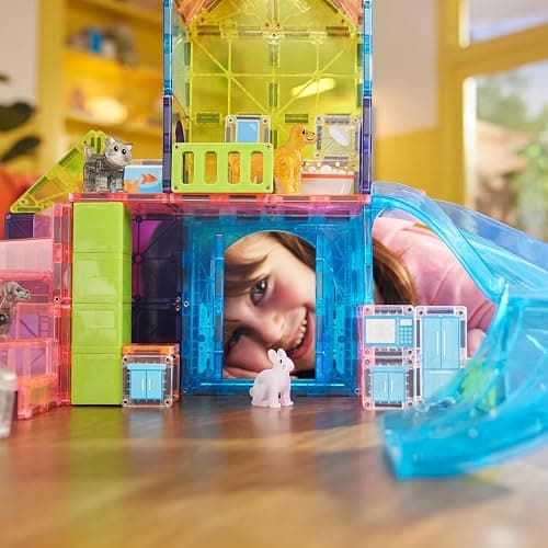 MAGNA-TILES Pet Playhouse 50-Piece Magnetic Construction Set, The Original Magnetic Building Brand thumbnail 5