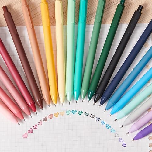 Kaco Gel Pens 20 Assorted Color Ink 0.5mm Fine Point, Cute Stationery Journaling Note Taking Pens Retractable Office Supplies thumbnail 3