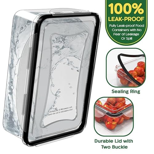 56 PCS Food Storage Containers with Lids Airtight (28 Boxes - 28 Lids) | Plastic Container for Pantry Stackable Kitchen Organization-Microwave Dishwasher,Freezer Safe 100% Leak Proof thumbnail 6