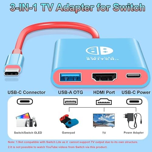 Herfair Switch Dock Portable Travel Dock for Nintendo Switch & OLED (Not Support Switch 2) TV Adapter Compatible with Steam Deck/MacBook Pro/Laptop/iPad Pro/iPhone 16 15/Galaxy Phone/More thumbnail 5