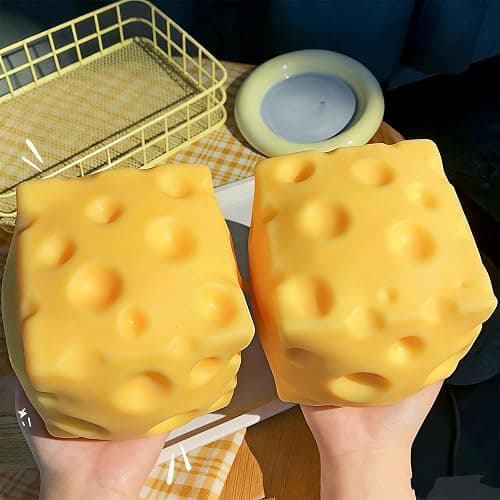 Super Cheese Squishy Big Giant Large Cube Block Slow Rising Squeeze Toy squeezable Stress Relief Original Sensory / Fidget Novelty Toy and Gift for Adults (3in) thumbnail 3