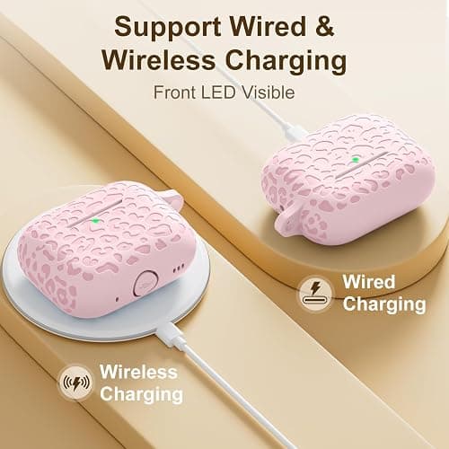 DGege Compatible for AirPods Pro 2nd Generation Case Cover,Protective Silicone Skin Accessories with Keychain for Women Men Compatible with Apple AirPods Pro Gen 2(2022), Front LED Visible,Light Pink thumbnail 3