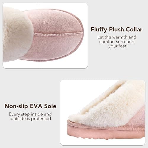 Nuhaus Women's Fuzzy Slippers, Warm and Cozy Slip On Fluffy Winter House Shoes for Women, Comfy Faux Suede Ladies House Slippers Indoor and Outdoor with Memory Foam thumbnail 5