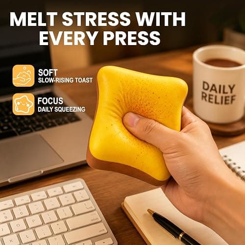 Slow Rising Squishy Bread 2 Pack, Sensory Fidget Toys for Adults & Teens Stress Relief Anxiety Melt, Realistic Butter Scented Squishy Soft Foam Toy for Office Desk Calming Gifts thumbnail 6