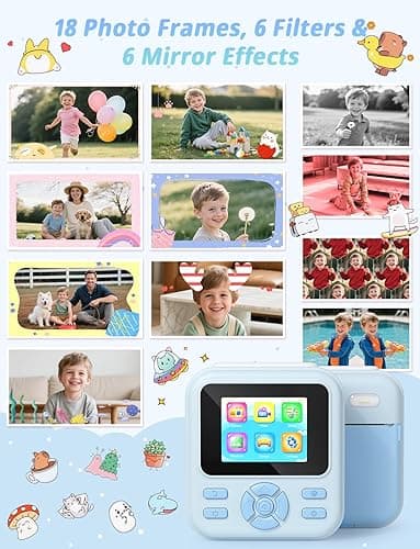YOHOOLYO Kids Camera Instant Print, 2.4'' Digital Instant Camera for Kids with 32GB Card & 3 Rolls Paper, 1080P HD Video Recording, Birthday Gifts for Boys & Girls Aged 3-12, Blue thumbnail 5