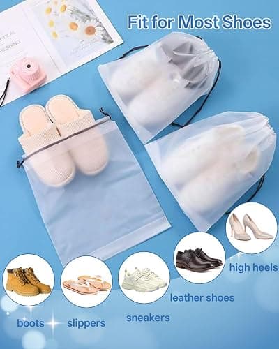 Teskyer Transparent Shoe Bags for Travel, 15.7" x 11.8" Waterproof Portable Travel Shoe Storage Bags for Packing - Travel Essentials for Men & Women, 6 PCS thumbnail 7
