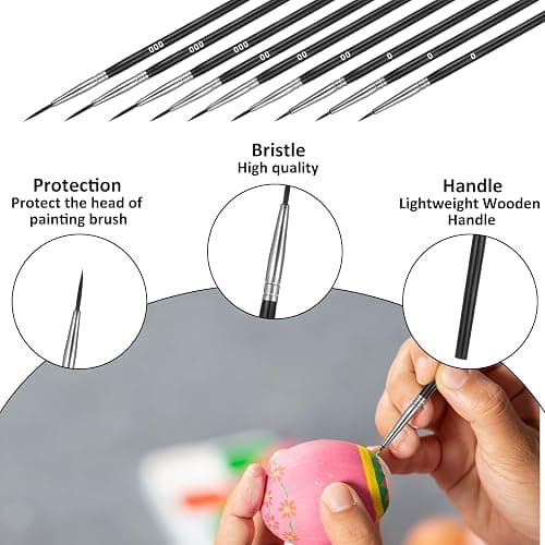 ElevateTech Tiny Detail Paint Brushes 30 Pcs Fine Tip Paint Brush Set with 3 Size #0#00#000 Mini Liner Brushes Small Miniature Painting Brush for Model, Watercolor, Oil, Acrylic Painting thumbnail 4