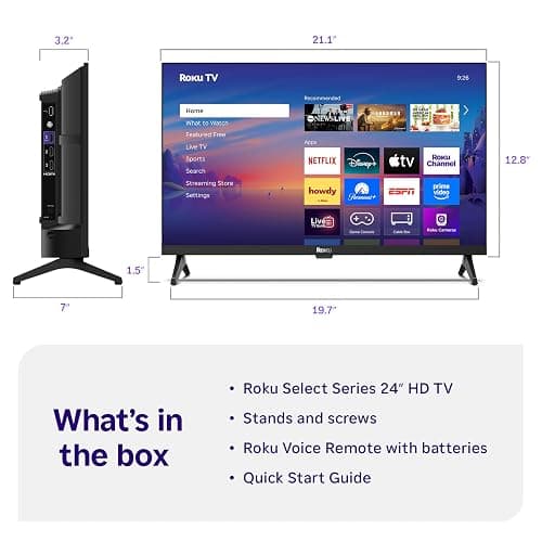 Roku Smart TV 2025 – 24-Inch Select Series, 720p HD TV – Roku TV with Voice Remote – Flat Screen LED Television with Wi-Fi for Streaming Live Local News, Sports, Family Entertainment thumbnail 9