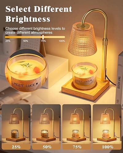 Amber Candle Warmer Lamp with Timer, House Warming Gifts New Home Decor | Dimmable & Adjustable Height, Electric Wax Warmer for Scented Wax Jar Candles,Birthday Gifts for Women Mom Sister thumbnail 3