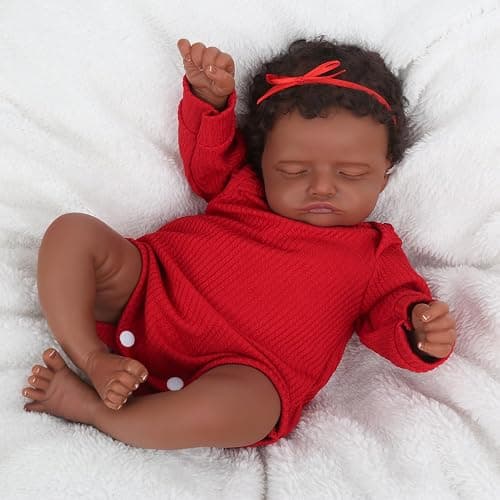 CHAREX Realistic 18 Inch Reborn Baby Doll - African American Sleeping Newborn Handcrafted Lifelike Black Skin Perfect for Kids Aged 3 and Up with Accessories thumbnail 2