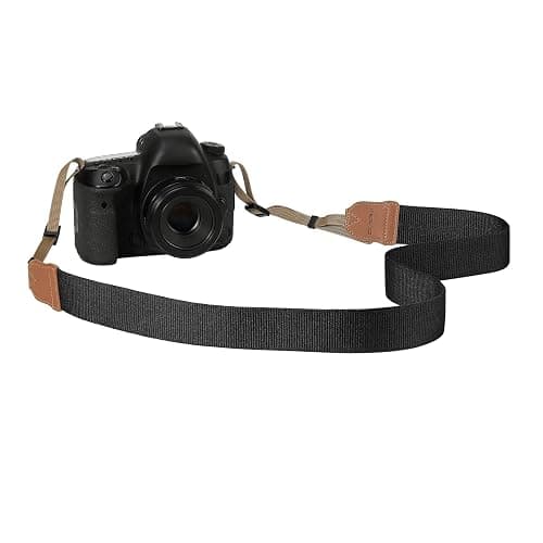 MoKo Camera Strap, Cotton Woven Camera Strap, Adjustable Universal Neck & Shoulder Strap for Video Camcorder, Binoculars, and Nikon/Canon/Sony/Minolta/Panasonic/SLR/DSLR Digital Cameras, Black - Image 1