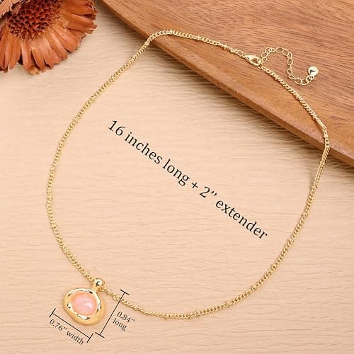 Jean Beau Gold Stone Pendant Necklaces for Women, Chunky Gemstone Dangle Necklace Wedding Prom Fashion Jewelry Gift thumbnail 3