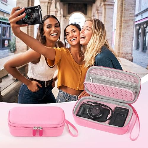 Seracle Camera Bag Carrying Case Compatible with Canon G7X Mark III/ G7X Mark II Digital Camera, Hard Bag Suitable for Travel and Home Storage (Pink) thumbnail 2