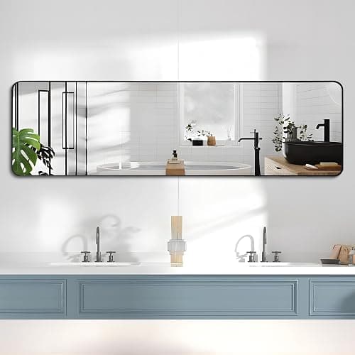 CIVENO Over The Door Mirror, 16" x 50" Full Length Mirror, Black Rectangular Door Hanging Mirror, Long Full Body Dressing Mirror with Hanging Bracket for Bedroom, Living Room, Dorm thumbnail 7
