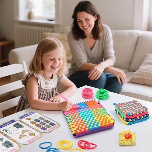 MagicKidz Weaving Loom Kit Toy - Birthday Gifts for Kids 6 7 8 9 10 11 12 Years Old - Arts and Crafts Kit for Girls Ages 6-8 10-12, DIY Potholder Knitting Kit with Loops thumbnail 5