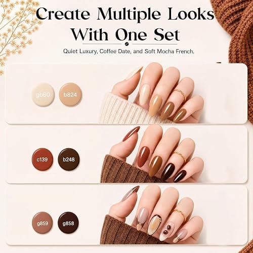 Beetles Brown Gel Polish Set, Toasty Aroma Collection, 6 Fall Colors | Nude Brown Nail Colors UV LED Lamp Salon DIY at Home Nails Gifts for Women thumbnail 4