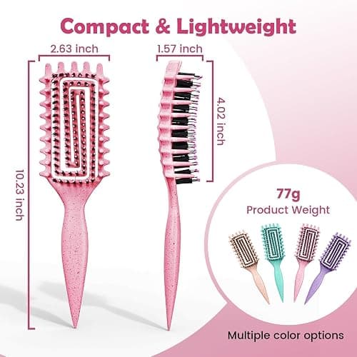 Curl Defining Brush, Curly Hair Brush Defining with Side Gear for Combing, Shaping, and Styling Curly Hair, Lightweight Candy Brush Suitable for All Wet or Dry Hair Types for Women and Men (Pink) thumbnail 7
