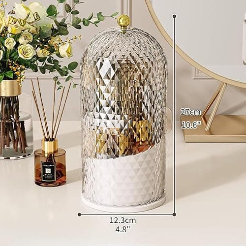 Concealed Toothbrush Holder - 360° Rotating Toothbrush Holders with Cover, Tooth Brush Toothpaste Holder Bathroom Counter Stand Sink Organizer Caddy for Vanity Makeup Brushes Holder (White) thumbnail 2