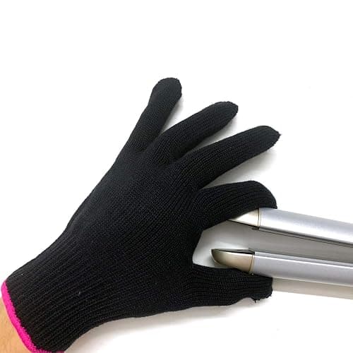 Lessmon Professional Heat Resistant Glove for Hair Styling Heat Blocking for Curling, Flat Iron and Curling Wand Suitable for Left and Right Hands, 1 Piece, Pink Edge - Image 1