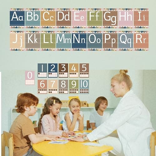 37 Pcs Boho Bulletin Board ABC Posters and 0-10 Number Cards Cursive Letters Alphabet for Classroom Wall Number Line for Classroom Decor School Elementary Teacher Supplies (Boho ABC) thumbnail 5