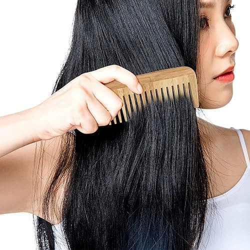 LZZEM 2Pcs Wide Tooth Wooden Comb Set Natural Sandalwood Afro Pick Comb for Gentle Detangling Anti-Static & Scalp Massage Eco-Friendly for Curly Wavy Thick or Straight Hair, Women & Girls thumbnail 2