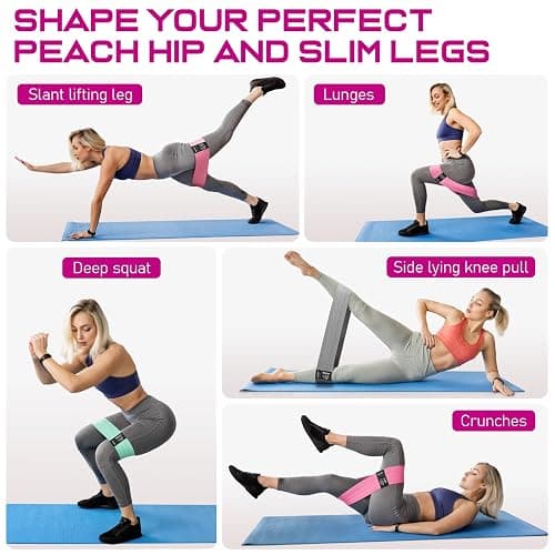 Resistance Bands for Working Out, Fabric Exercise Bands for Legs and Butt, Workout Bands for Women and Men, Booty Band for Yoga Starter Set, Pilates, Rehab, Fitness and Home Workout thumbnail 7