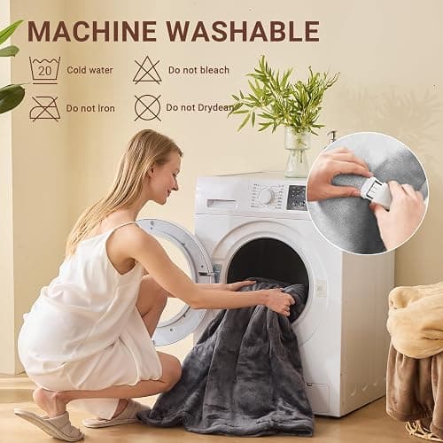 DANENOSA Electric Heated Blanket Queen Size 84''x90'' Soft Flannel & Sherpa Electric Blanket with 10 Heating Levels, Automatically Shut Down After 8h with Overheat Protection Machine Washable thumbnail 6