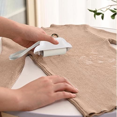 Mini Travel Lint Roller, Reusable Pet Hair Remover for Clothes with 150 Refillable Sheets (White) thumbnail 2