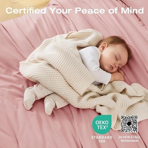 Sasttie Queen Comforter Set 7-Piece Pink, Pre-Washed Bed in a Bag | Soft & Breathable, All-Season Bedding Set with Comforter, Sheets, Pillowcases & Pillow Shams, OEKO-TEX, Down Alternative thumbnail 5