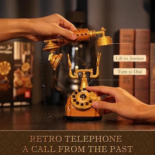Brihappen 3 in 1 Building Block Sets, Retro Camera Telephone Record Player Building Toys, 1438 Pcs Vintage Collectible Model Kit for Home Office Decor, Nostalgic 80s Gift for Adults & Teens 14+ thumbnail 3