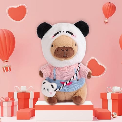 Acgtrick Capybara Plush with 9 Pcs Capybara Costume, Kawaii Dress Up Capybara Stuffed Animal, Dress Up Cute Capybara Plushies for Kids Girls Boys thumbnail 3