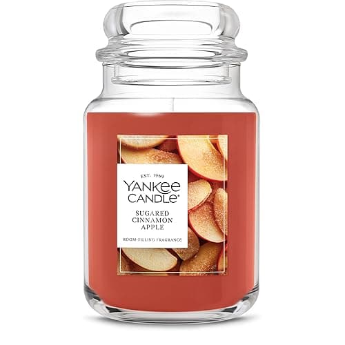 Yankee Candle Sugared Cinnamon Apple, Fall Scented Candle, 22oz Large Jar with up to 150 Hour Burn Time - Image 1