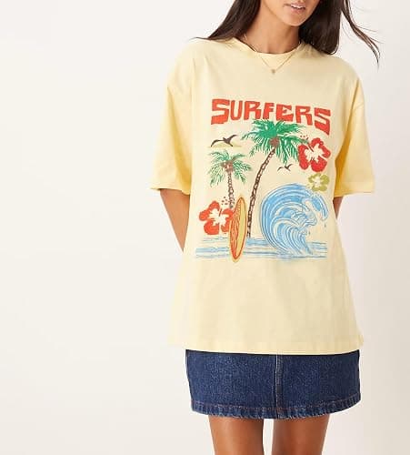 Women Oversized Tops Y2k Cute Loose Short Sleeve Fruit Floral Graphic T Shirt Vintage Beach Coastal Summer Baggy Tee thumbnail 2