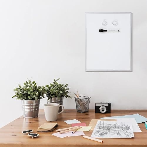 Amazon Basics Small Dry Erase Whiteboard, Magnetic Whiteboard with Marker and Magnets, 27.94 cm x 35.56 cm, Aluminum Frame thumbnail 6