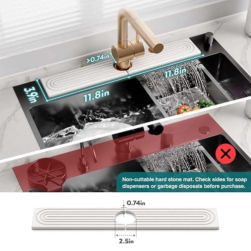 Eormoe Faucet Mat for Kitchen Sink – Diatomite Stone Drying Mat & Sink Protectors, Prevent Moisture – Sink Splash Guard Water-Absorbing Stone Tray for Bathroom Counter (Light Grey, 23.6" x 3.9") thumbnail 2