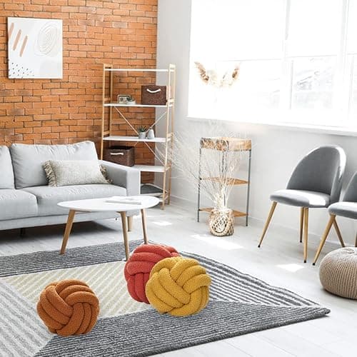 RENXR Knot Pillow Round Ball Cushion, 11in Lamb Wool Knot Ball Pillow Home Decor Cushion Handmade Knotted Throw Pillow for Couch Bed Car Office thumbnail 5