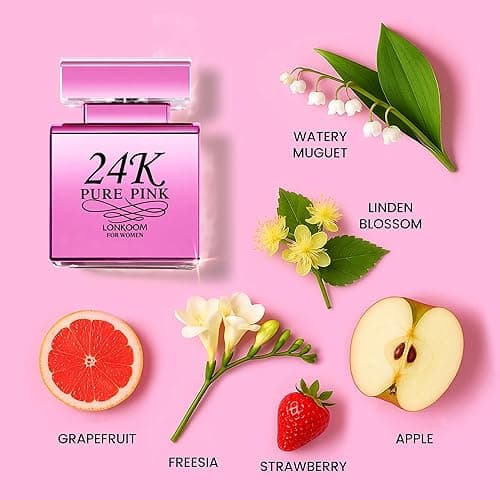 Lonkoom 24K Pure Pink Perfume for Women, Sweet Floral Fruity Perfumes Eau de Parfum Spray Long-Lasting Fragrance, 3.4 Fl Oz/100ml thumbnail 3