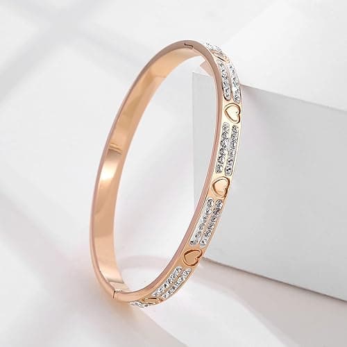 YCSLYW Women's Stainless Steel Bracelet Jewelry Crystal Bracelet With Cube Zircon Hinge Jewelry oval Bangle Witness the Gift of Love - 7 Inch-Cross Silver thumbnail 2