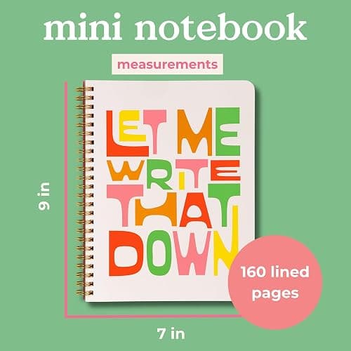 ban.do Rough Draft Mini Spiral Notebook with Saying, 8.5" x 6.75" with Pockets and 160 Lined Pages, Let Me Write That Down thumbnail 3