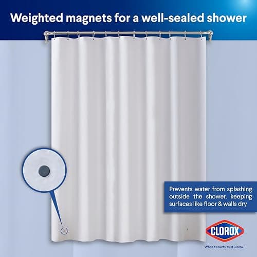Clorox Shower Curtain Liner, Premium Medium-Weight Durable Waterproof 6g PEVA for Bathroom with Weighted Magnets, Standard Size 72" x 72", Frosty 1 Pack thumbnail 8