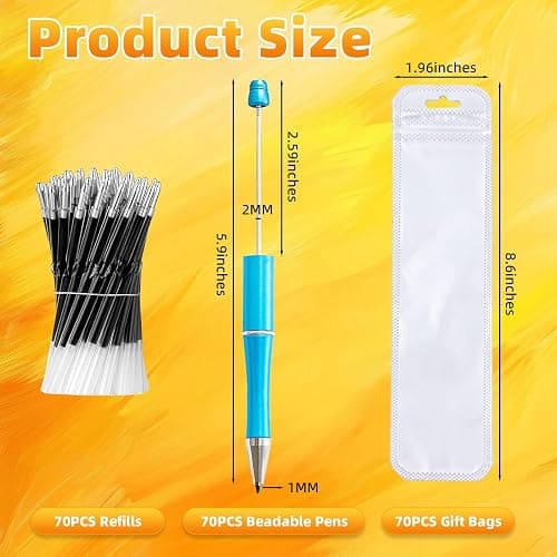Aolipuyet 210 Pieces DIY Beadable Pen Bulk Kit – 70PCS Ballpoint Pen with Refills & Bags – Beads Pens Supplies, Beaded Pens for DIY Crafting (Beads Not Included) – Office Supplies (Colorful) thumbnail 3