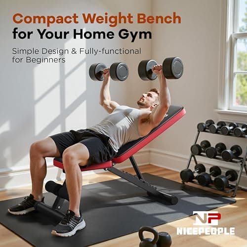 NICEPEOPLE Basic Weight Bench for Home Gym, 8 Backrests Adjustable Bench with 660LBS Weight Capacity for Chest Shoulders Arms Muscles, Foldable and Compact for Small Space Apartment Room thumbnail 2